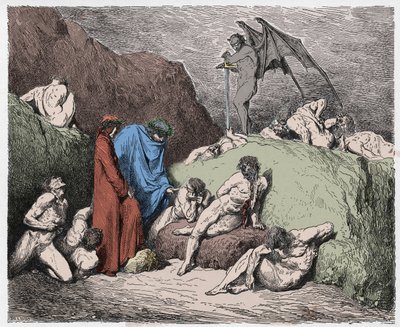 Inferno, Gesang 28: Verstümmelte Unruhestifter in der neunten Bolgia (Illustration aus Die Göttliche Komödie von Dante Alighieri, 1885) von Gustave after Dore
